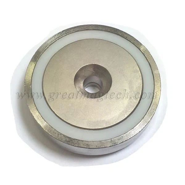 Neodymium magnetic pots with countersunk hole